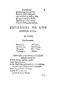 Entremes de los muertos vivos / de Moreto | Biblioteca Virtual Miguel de Cervantes