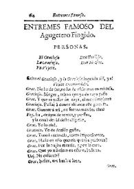 Entremes famoso Del agugetero fingido / de D. Gil de Armesto y Castro | Biblioteca Virtual Miguel de Cervantes