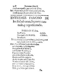 Entremes famoso De los baladrones, saynete cantado, y representado / de D. Gil de Armesto y Castro | Biblioteca Virtual Miguel de Cervantes