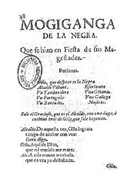 Mogiganga de la Negra : que se hizo en fiesta de sus magestades | Biblioteca Virtual Miguel de Cervantes