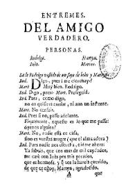 Entremes. Del amigo verdadero / [Andrés Gil Enríquez] | Biblioteca Virtual Miguel de Cervantes