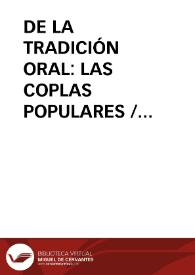 DE LA TRADICIÓN ORAL: LAS COPLAS POPULARES / Miravalles, Luis | Biblioteca Virtual Miguel de Cervantes