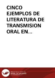 CINCO EJEMPLOS DE LITERATURA DE TRANSMISION ORAL EN CANTABRIA / Vierna Garcia, Fernando de | Biblioteca Virtual Miguel de Cervantes