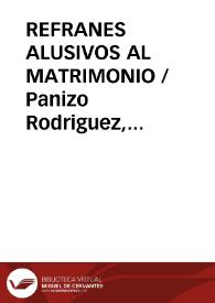 REFRANES ALUSIVOS AL MATRIMONIO / Panizo Rodriguez, Juliana | Biblioteca Virtual Miguel de Cervantes
