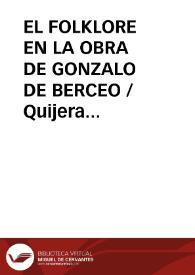 EL FOLKLORE EN LA OBRA DE GONZALO DE BERCEO / Quijera Perez, José Antonio | Biblioteca Virtual Miguel de Cervantes