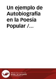 Un ejemplo de Autobiografía en la Poesía Popular / Vicente, Luis Miguel | Biblioteca Virtual Miguel de Cervantes