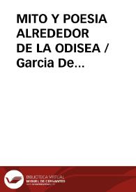 MITO Y POESIA ALREDEDOR DE LA ODISEA / Garcia De Cuenca, Luis Alberto | Biblioteca Virtual Miguel de Cervantes