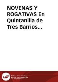 NOVENAS Y ROGATIVAS En Quintanilla de Tres Barrios (Soria) / Torre Garcia, Leopoldo | Biblioteca Virtual Miguel de Cervantes