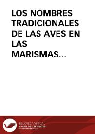 LOS NOMBRES TRADICIONALES DE LAS AVES EN LAS MARISMAS DEL GUADALQUIVIR / Garrido Guil, Héctor | Biblioteca Virtual Miguel de Cervantes