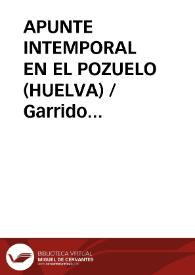 APUNTE INTEMPORAL EN EL POZUELO (HUELVA) / Garrido Palacios, Manuel | Biblioteca Virtual Miguel de Cervantes