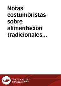 Notas costumbristas sobre alimentación tradicionales en la provincia de Salamanca / Carril Ramos, Angel | Biblioteca Virtual Miguel de Cervantes