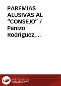 PAREMIAS ALUSIVAS AL “CONSEJO” / Panizo Rodriguez, Juliana | Biblioteca Virtual Miguel de Cervantes