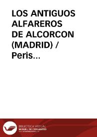 LOS ANTIGUOS ALFAREROS DE ALCORCON (MADRID) / Peris Barrio, Alejandro | Biblioteca Virtual Miguel de Cervantes