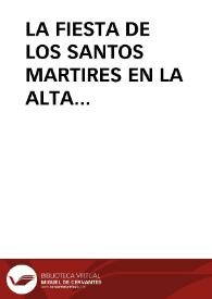 LA FIESTA DE LOS SANTOS MARTIRES EN LA ALTA EXTREMADURA / Dominguez Moreno, José María | Biblioteca Virtual Miguel de Cervantes