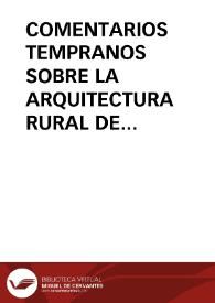 COMENTARIOS TEMPRANOS SOBRE LA ARQUITECTURA RURAL DE CASTILLA / Bellido Blanco, Antonio | Biblioteca Virtual Miguel de Cervantes