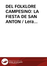 DEL FOLKLORE CAMPESINO: LA FIESTA DE SAN ANTON / Lera De Isla, Angel | Biblioteca Virtual Miguel de Cervantes