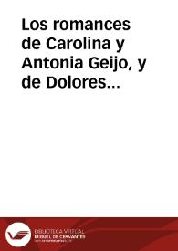 Los romances de Carolina y Antonia Geijo, y de Dolores Fernández, en Val de San Lorenzo (León) / Turienzo Martinez, Alfonso | Biblioteca Virtual Miguel de Cervantes