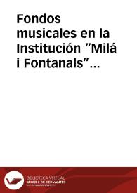 Fondos musicales en la Institución “Milá i Fontanals” del C.S.I.C. en Barcelona. Misiones y concursos en Castilla y León (1943-1960). La provincia de Ávila (I) / Porro Fernandez, Carlos A. | Biblioteca Virtual Miguel de Cervantes