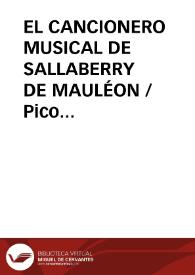 EL CANCIONERO MUSICAL DE SALLABERRY DE MAULÉON / Pico Pascual, Miguel Angel | Biblioteca Virtual Miguel de Cervantes