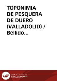 TOPONIMIA DE PESQUERA DE DUERO (VALLADOLID) / Bellido Blanco, Antonio | Biblioteca Virtual Miguel de Cervantes