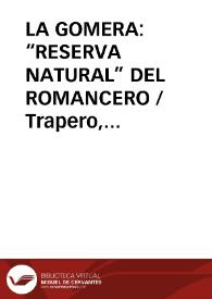 LA GOMERA: “RESERVA NATURAL” DEL ROMANCERO / Trapero, Maximiano | Biblioteca Virtual Miguel de Cervantes
