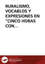 RURALISMO, VOCABLOS Y EXPRESIONES EN “CINCO HORAS CON MARIO” / Urdiales Yuste, Jorge | Biblioteca Virtual Miguel de Cervantes