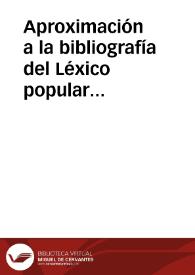 Aproximación a la bibliografía del Léxico popular Extremeño / Gutierrez Macias, Valeriano | Biblioteca Virtual Miguel de Cervantes