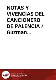 NOTAS Y VIVENCIAS DEL CANCIONERO DE PALENCIA / Guzman Rubio, Luis | Biblioteca Virtual Miguel de Cervantes