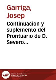Continuacion y suplemento del Prontuario de D. Severo Aguirre | Biblioteca Virtual Miguel de Cervantes