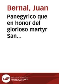 Panegyrico que en honor del glorioso martyr San Fermin, hijo de Pamplona, su apostol y primer obispo | Biblioteca Virtual Miguel de Cervantes