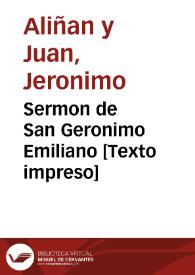 Sermon de San Geronimo Emiliano [Texto impreso] | Biblioteca Virtual Miguel de Cervantes