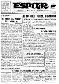 Espoir : Organe de la VIª Union régionale de la C.N.T.F. Num. 19, 13 mai 1962 | Biblioteca Virtual Miguel de Cervantes
