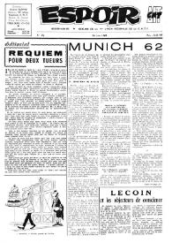 Espoir : Organe de la VIª Union régionale de la C.N.T.F. Num. 25, 24 juin 1962 | Biblioteca Virtual Miguel de Cervantes
