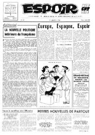 Espoir : Organe de la VIª Union régionale de la C.N.T.F. Num. 37, 16 septembre 1962 | Biblioteca Virtual Miguel de Cervantes