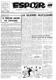 Espoir : Organe de la VIª Union régionale de la C.N.T.F. Num. 46, 18 novembre 1962 | Biblioteca Virtual Miguel de Cervantes