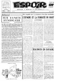 Espoir : Organe de la VIª Union régionale de la C.N.T.F. Num. 74, 2 juin 1963 | Biblioteca Virtual Miguel de Cervantes