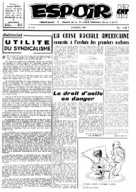 Espoir : Organe de la VIª Union régionale de la C.N.T.F. Num. 110, 9 février 1964 | Biblioteca Virtual Miguel de Cervantes
