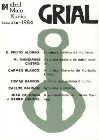 Grial : revista galega de cultura. Núm. 84, 1984 | Biblioteca Virtual Miguel de Cervantes