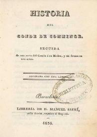 Historia del Conde de Comminge : seguida de una carta del Conde á su madre, y un drama en tres actos | Biblioteca Virtual Miguel de Cervantes