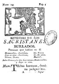 Entremes de Los sacristanes burlados | Biblioteca Virtual Miguel de Cervantes