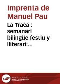 La Traca nova : semanari bilingüe festiu y lliterari. Época III Año IX Número 308 - 11 agosto 1917 | Biblioteca Virtual Miguel de Cervantes