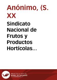 Sindicato Nacional de Frutos y Productos Hortícolas [Material gráfico]: España. | Biblioteca Virtual Miguel de Cervantes