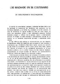 Los Machado en su centenario. De bibliografía machadiana / Galvarino Plaza | Biblioteca Virtual Miguel de Cervantes