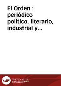 El Orden : periódico político, literario, industrial y noticioso | Biblioteca Virtual Miguel de Cervantes