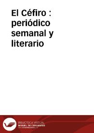 El Céfiro : periódico semanal y literario | Biblioteca Virtual Miguel de Cervantes