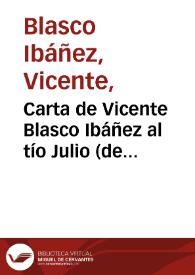 Carta de Vicente Blasco Ibáñez al tío Julio (de María). París, 30 de octubre de 1890 | Biblioteca Virtual Miguel de Cervantes