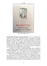 Sociedad Editorial Prometeo (Valencia, 1914-1939) [Semblanza] / Javier Lluch-Prats
 | Biblioteca Virtual Miguel de Cervantes