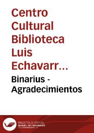 Binarius - Agradecimientos | Biblioteca Virtual Miguel de Cervantes