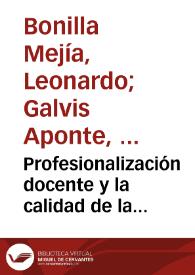 Profesionalización docente y la calidad de la educación escolar en Colombia | Biblioteca Virtual Miguel de Cervantes