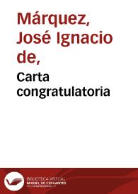 Carta congratulatoria | Biblioteca Virtual Miguel de Cervantes